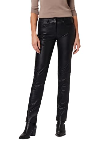 RICANO Dorin - Damen Lederhose/Lederjeans - 5-Pocket Stil (Slim Fit/Low Waist) - echtes (Premium) Lamm Leder (Schwarz, S)