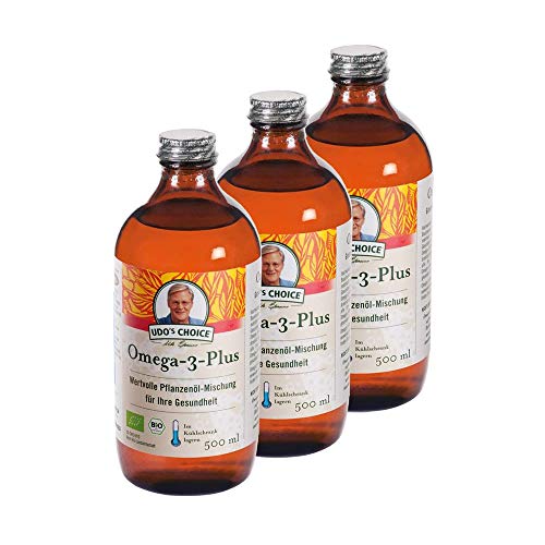 3 x Omega-3-Plus Öl, Bio, 500 ml + Rezeptbuch: Gesund mit Omega-3-Plus