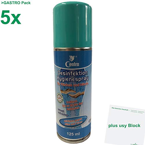 Centra Desinfektion Hygienspray Aerosol 5er Pack (5x125ml Sprühflasche) + usy Block