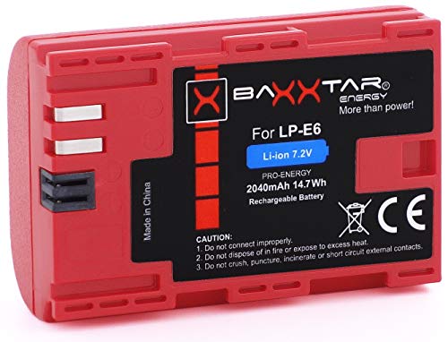 Baxxtar Pro Qualitätsakku - Ersatz für Akku Canon LP-E6 - mit Infochip - Intelligentes Akkusystem -