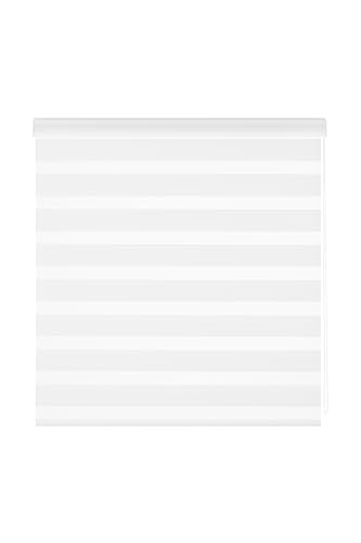 Estoralis Sansa Premium Nacht- und Tagesrollo mit Galerie | Weiß, Rollo 105 x 255 cm (Breite x Höhe) | Stoffgröße 102 x 250 cm | Elegantes Abend- und Tagesrollo