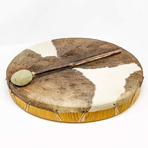 Shamandrum Ø 45 cm Rahmentrommel Rund Ziegenhaut Behaart im mysevendo Set Shaman Drum Goat Skin inkl. Stick