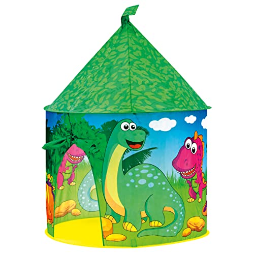 Bino world of toys Spielzelt Dinosaurier, Spielzeug für Kinder ab 3 Jahre (Dinosaurierzelt aus PES-Material, leichte Reinigung, Kinderzimmer Deko, für mehrere Kinder, Drinnen & Draußen nutzbar), Grün / Bunt