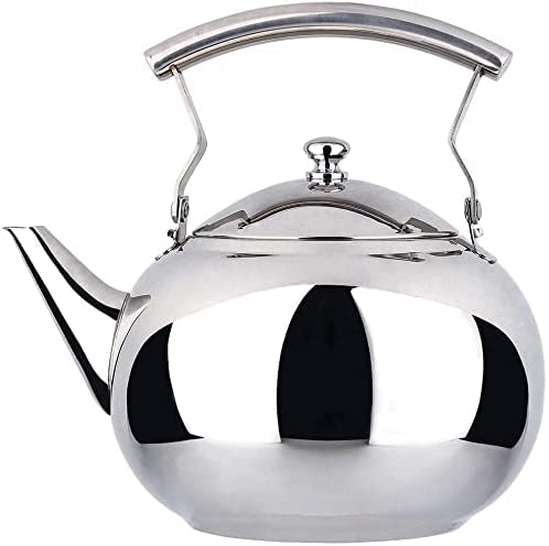 Teekanne mit Teesieb für losen Tee, Edelstahl, für Kaffee, Tee, 8 Tassen, Induktion, Herd, Teekanne, Sieb zum Kochen von heißem Wasser, Spiegel-Finish, 2,1 l