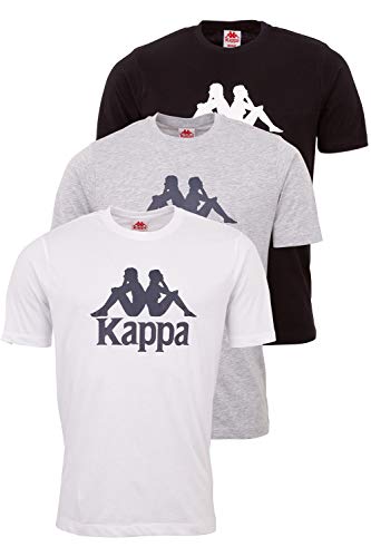 Kappa Herren T-Shirt VEPPEL im 3er Pack | Sport-Shirt mit Rundhalsausschnitt und Logodruck | Basic Shirts für Männer | Kurzarm Oberteil für Sport und Freizeit | Regular Fit | M