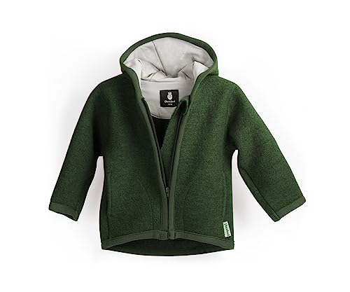 Ehrenkind® Walkjacke | Jacke für Kind aus Natur Schurwolle mit Reißverschluss | Walk Jacke für Baby | Waldgrün Gr. 86/92