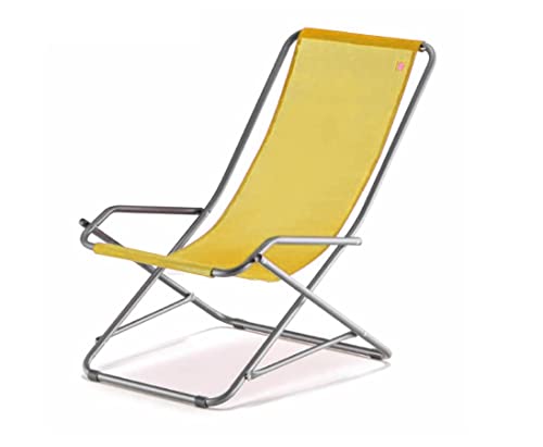 Fiam Dondolina Art. 023TXSE Liegestuhl aus Aluminium, Polsterung aus Textilene, Farbe Curry Gelb, 63x79 h. 96.5