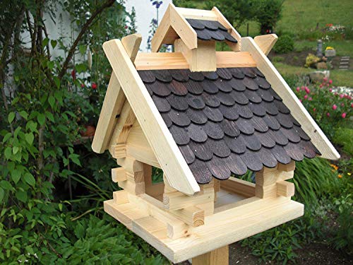 Vogelhaus Vogelhäuser- (V03)- Vogelfutterhaus Vogelhäuschen-aus Holz- Schreinerarbeit-Exotic Schwarz