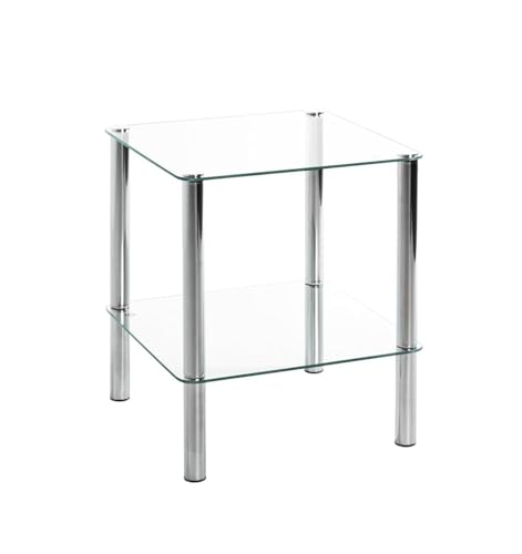 Haku Möbel Beistelltisch - Glastisch eckig in Chromoptik, Höhe 47 cm