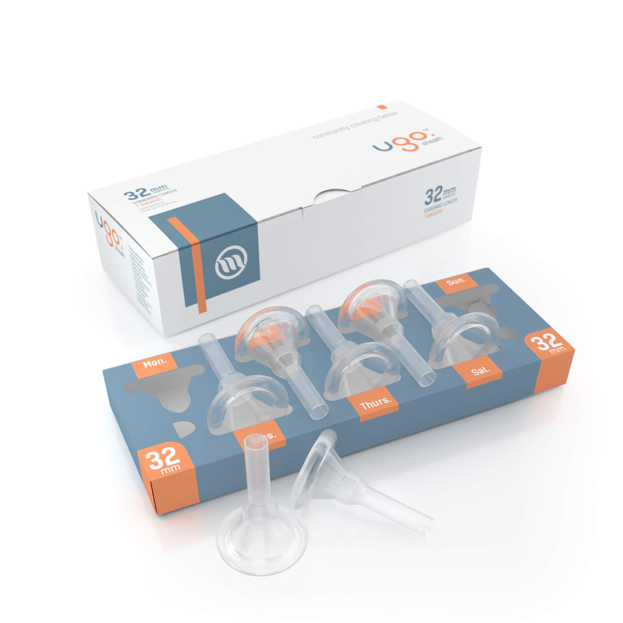 Ugo-Scheide (x28) - 1-Monats-Versorgung mit Kondomen für externe Urin-Katheter - selbstklebend und latexfrei (Länge - Standard, Durchmesser - 32mm)