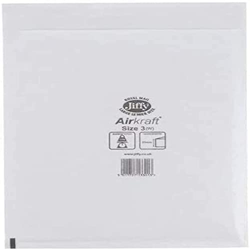 Jiffy Airkraft Versandtaschen für Karteien (Größe 3, 220 x 320 mm), 50 Stück weiß