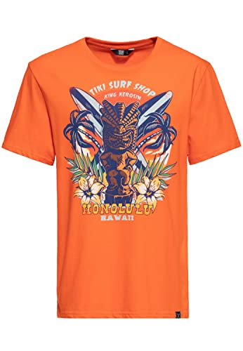 King Kerosin Herren Classic T-Shirt | Kurzarm Shirt | Basic Shirt | Regular Fit | Front-Print | Retro | Vintage | Rockabilly | Reine Baumwolle | Hawaii | Tikki | Surf Tiki Surf Shop