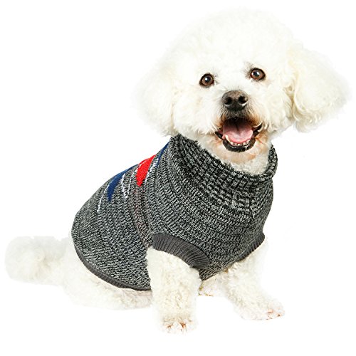 UrbanPup Hunde-Pullover, Argyle-Muster, Anthrazit/Rot