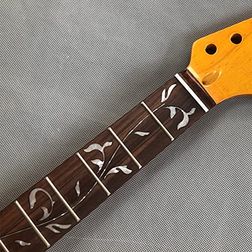 Ersatz-Hals für E-Gitarre, 22 Bünde, Griffbrett aus Ahorn und Palisander, gelb-glänzend