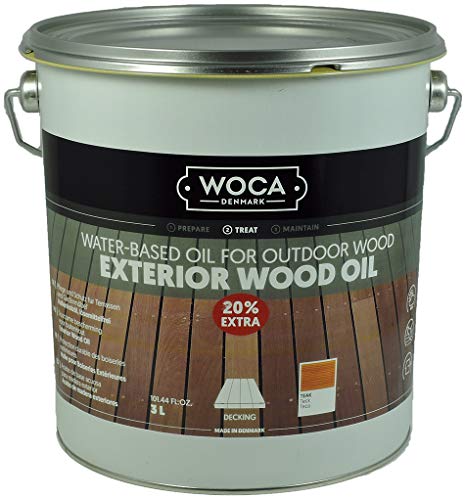 2 x Woca Exterior Öl Teak, 3,0 Liter mit Fußbodenstreichbürste 150mm