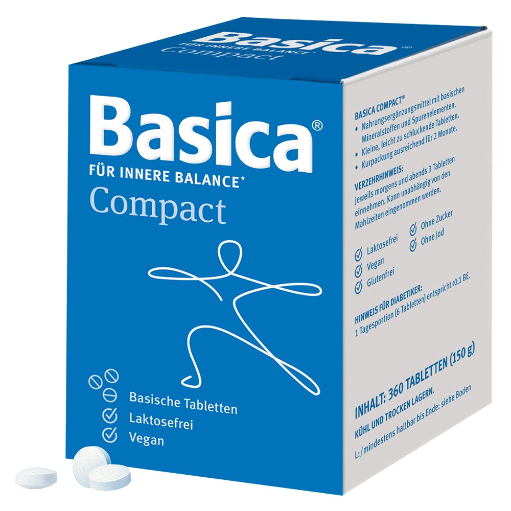 Basica Compact, praktische basische Tabletten für zu Hause und unterwegs, 360 Tabletten