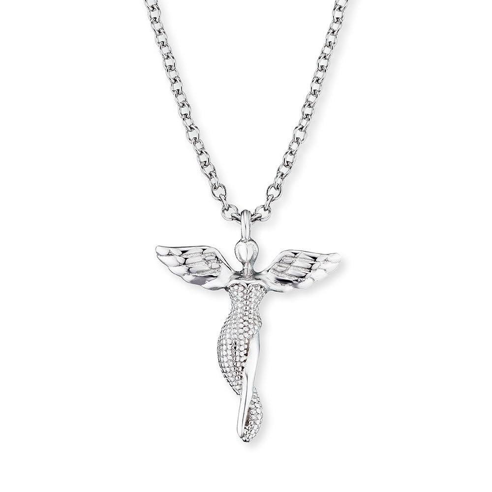 Engelsrufer Damen Halskette aus Sterling Silber mit Engel Anhänger, Karabinerverschluss, in zwei Längen verstellbar, nickelfrei, ERN-LILANGEL