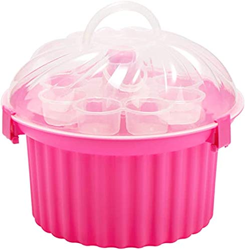 Wolfcut Muffin-Cupcake Box rund aus Kunststoff, Muffin/Cupcake Transportbox, Muffin Box geeignet für 24 Muffins/Cupcakes max. Ø6,0 cm, Muffinbox im Muffin Design
