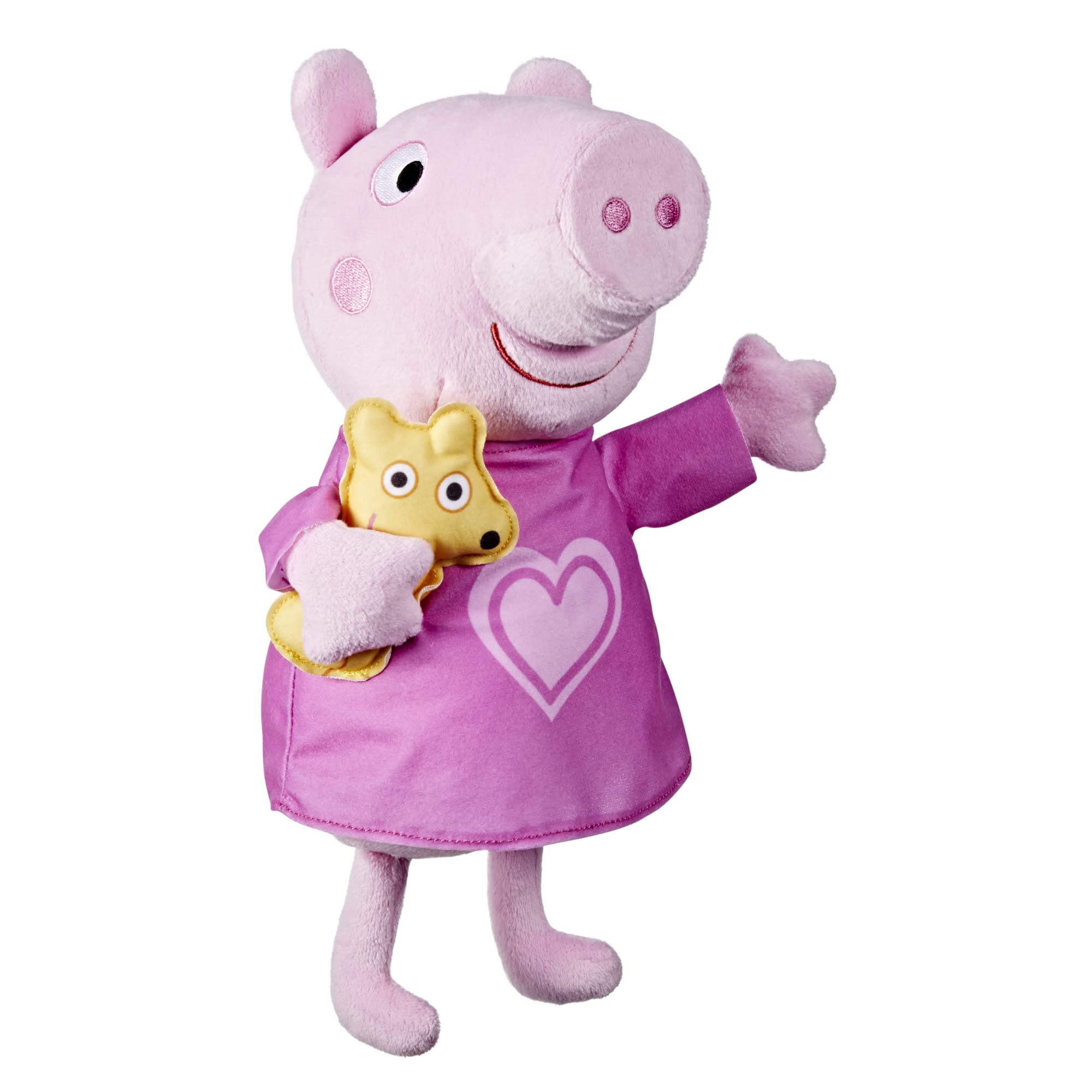 Play-Doh F3777 Bear Peppa Pig Peppa's Bedtime Wiegenlieder singende Plüschpuppe mit Teddybär-Zubehör, 3 Lieder, 3 Sätze, ab 3 Jahren, Mehrfarbig