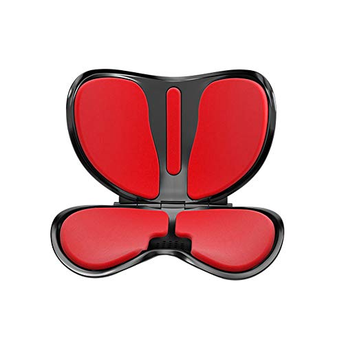 KANBUN Anti-Buckel-Taillenkissen, Büro-Dekompressionskorrektur-Sitzhaltung, Faltbare und abnehmbare, Bequeme, atmungsaktive Rückenlehne,Rot