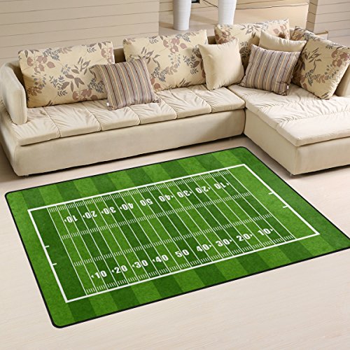 Use7 Teppich, Motiv: American Football Spielfeld, rutschfeste Bodenmatte, Fußmatte, für Wohnzimmer, Schlafzimmer, 100 x 150 cm