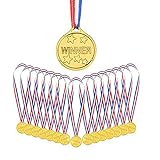 AUERVO 50 Goldfarbene Kunststoff-Medaillen für Kinderpartys mit Halsbändern für Kinder, Sportpreise, Gastgeschenke