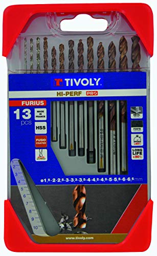 Tivoly 11454170006 Clipster Metallbohrer DIN 338 FURIUS HSS beschichtet FUSIO Ø 1,5 bis 6,5 mm, 6 Stück