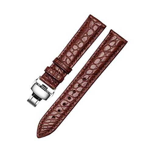 Krokodillederband 14mm-24mm Schwarz/Braun/Rot/Blau-Armband mit Faltschließe für Männer und Frauen, 18mm