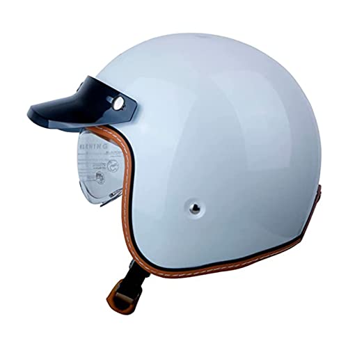 Vintage Motorrad Offener Helm 3/4 Jethelme Damen Herren Retro Elektrischer Halbhelm Rollerhelm Mit Sonnenblende Sommer Motorradhelm Halbschalenhelm DOT/ECE-Zugelassener 1,L:59-60CM