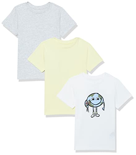 Amazon Aware Jungen Lockeres Kurzarm-T-Shirt aus Bio-Baumwolle, 3er-Pack, Erdkugelaufdruck, 11-12 Jahre