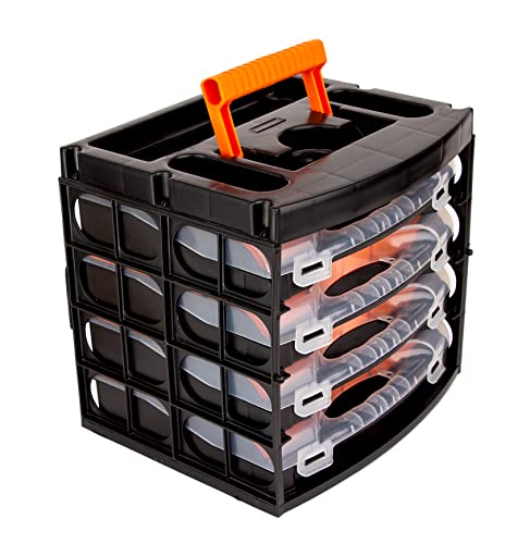 BigDean Sortierkasten Werkzeugkoffer mit 4 herausnehmbaren Schubladen - Sortierkästen Sortierkoffer Sortimentskasten Schraubenbox - Organizer für Kleinteile -