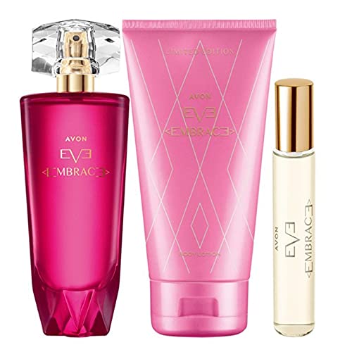 Avon Set 3 Teile Eve Embrace Eau de Parfum 50ml + Taschenspray 10ml + Körperlotion 150ml