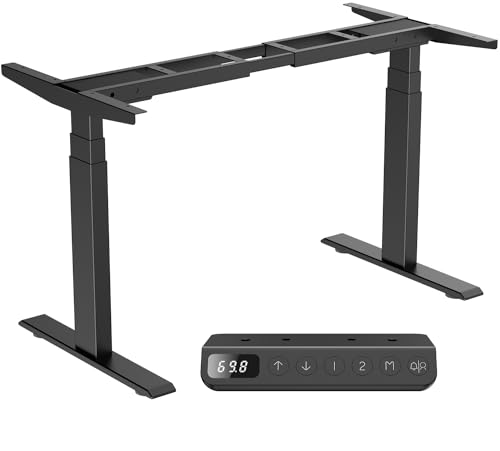 Höhenverstellbarer Schreibtisch Gestell mit Bosch Doppelmotoren,keine Tischplatte, Schreibtisch höhenverstellbar elektrisch mit 15w USB-Aufladung, Schnelle Installation(Schwarz 3x Teleskop Pro)