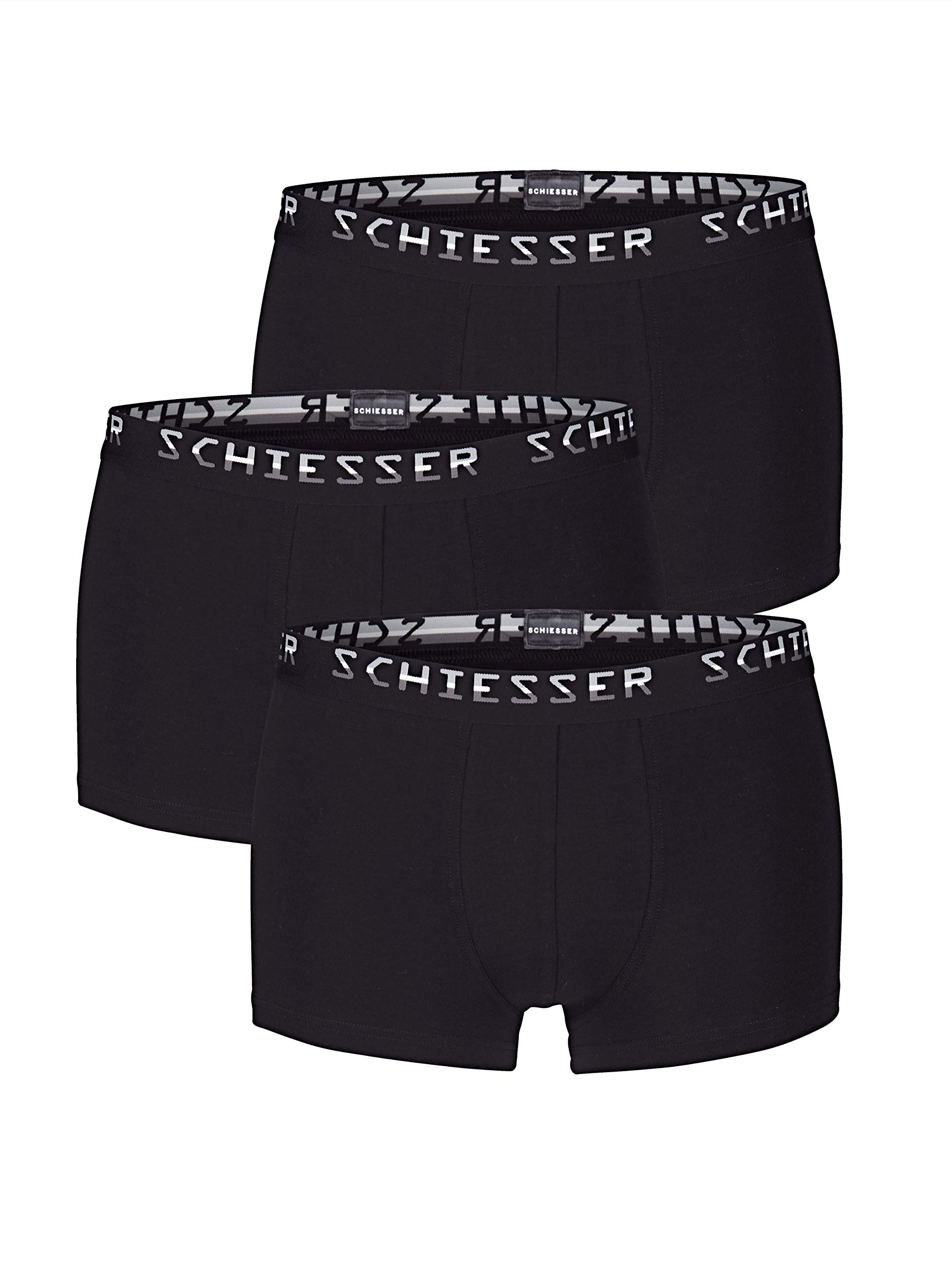 Schiesser Herren Boxershorts, Schwarz (Schwarz 000), 4 (3er Pack)