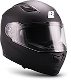 Soxon® ST-1000 Mono "Black" · Integral-Helm · Full-Face Motorrad-Helm Roller-Helm Scooter-Helm Cruiser Sturz-Helm Street-Fighter-Helm Sport MTB · ECE Sonnenvisier Schnellverschluss Tasche XS (53-54cm)