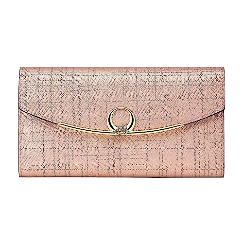 DANETI Damen Geldbörse Frauen Geldbörse Clutch Tasche Mode Kartenhalter Geldklammer Dame Lange Geldbörse Tasche für Party, Rosegold