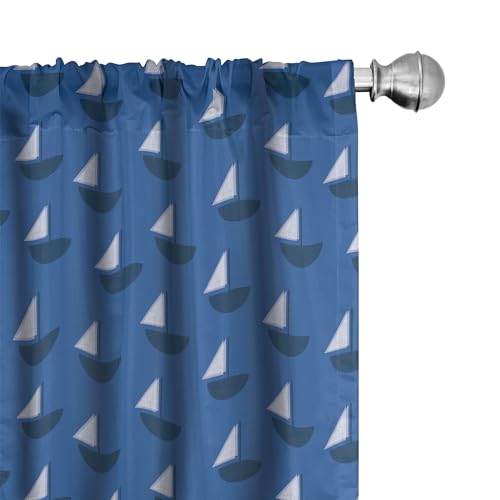 ABAKUHAUS Nautik-Party Vorhänge 2er-Pack, Drucken von Geometric Segel Vintage-Maritime, Vorhang für Wohnzimmer Schlafzimmer, 4 Stück 150 cm x 175 cm, Violet Blue Mehrfarbig