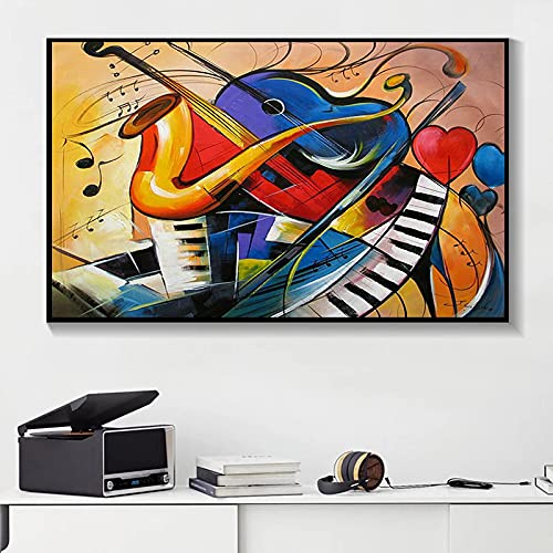 Abstract Music Wall Art Guitar Canvas Painting Wall Posters and Prints Cuadros Colorful Pictures for Living Room Decor 60x90cm Frameless