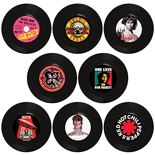 Vinyl-Schallplatten, 8 Stück, 17,8 cm (7 Zoll), zum Dekorieren von Rock-Musik-Partys, Geburtstagspartys, Bars, Pubs, Mottopartys, 70er, 80er, 90er Retro-Vintage-Old