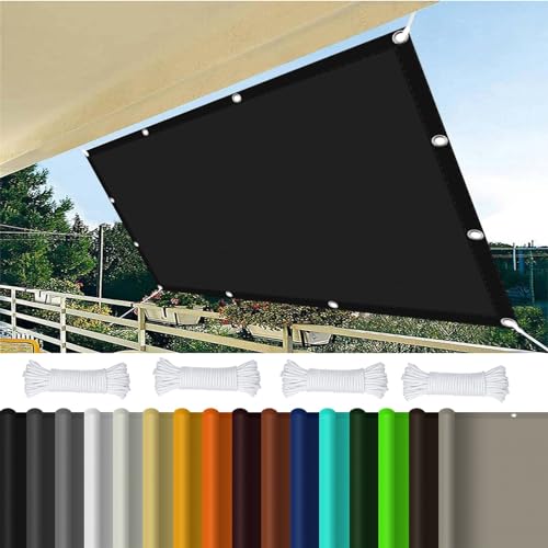 Sonnensegel Wasserdicht Rechteckig 4 x 8 m 98% UV Schutz Sonnensegel Balkon PES Polyester für Balkon Terrasse Garten Camping Outdoo, Schwarz