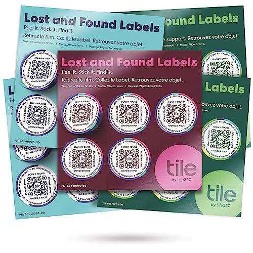 Lost and Found Labels von Tile|Scanbare QR-Labels für Laptops, Wasserflaschen, Haustierhalsbänder, Kinderspielzeug, Kopfhörer und mehr|Android- und iOS-Geräte | Kratzfest | Selbstklebend | 25 Labels