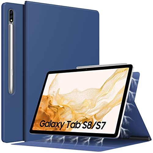 TiMOVO Hülle Kompatibel mit Galaxy Tab S8 11 Zoll 2022 (SM-X700/SM-X706)/S7 2020 (SM-T870/T875), Schlanke Leichte Magnet Hülle mit S-Pen Halter Auto Sleep/Wake für Galaxy Tab S8 Tablet, Marineblau