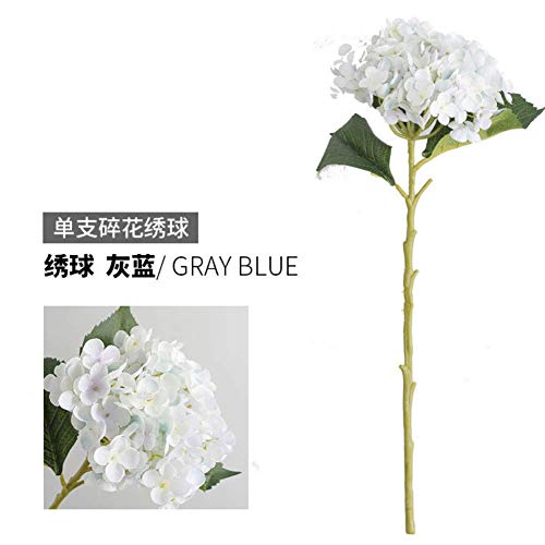 Künstliche Blatt Künstliche Blume Großer Hydrangea Zweig mit Blättern künstliche Blumen-Partei-Hochzeit Dekoration Fleur Artificielle Silk Blumen Künstliche Blumen (Color : Grey Blue)