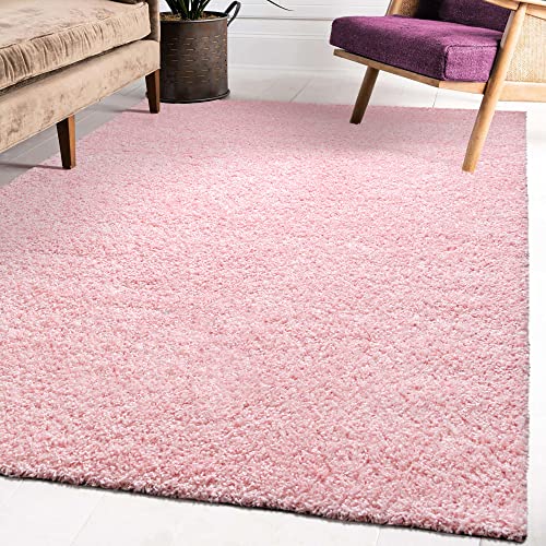 Impression Wohnzimmerteppich - Hochwertiger Öko-Tex zertifizierter Flächenteppich - Solid Color Teppich Hellrosa - Größe 80x250
