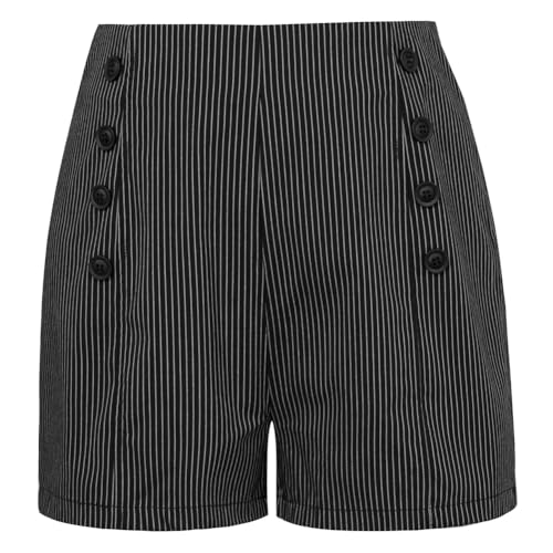 Belle Poque Damen Retro Shorts Mit Schwarzen Und Weißen Streifen S Schwarze Und Weiße Streifen