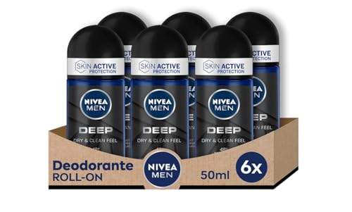6x Nivea Deep Dark Wood roll-on men deodorant (50ml)