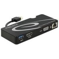DeLOCK Adapter - USB3.0 - HDMI/VGA + Gigabit LAN + USB3.0 - 1 x USB3.0 Typ A (M) - 1 x HDMI, 19 Pin (W) - 1 x VGA, 15 Pin (W) - 1 x RJ45 (W) - 1 x USB3.0 Typ A (W) (62461)