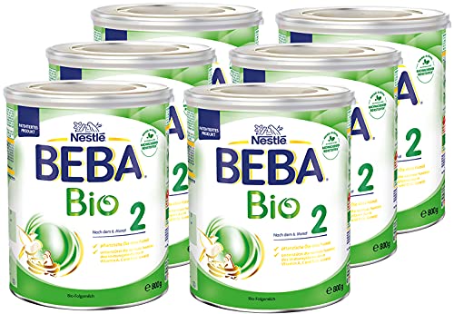 BEBA Bio 2 Folgemilch, Folgemilch nach dem 6. Monat, 6er Pack (6 x 800g)