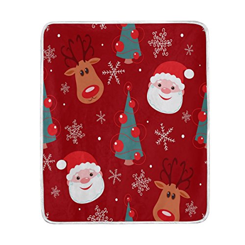 Use7 Weihnachtsdecke mit Schneeflocke, weich, warm, für Bett, Couch und Sofa, leicht, 127 cm x 152,4 cm, Überwurfgröße für Kinder, Jungen und Frauen