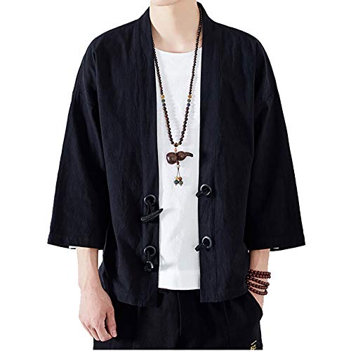 Herren Japan Happi Kimono Haori Jacke Übergangsjacke Leinen Mäntel